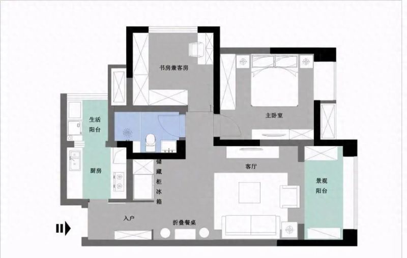 66㎡北欧风小宅，简约书房打造文艺范儿