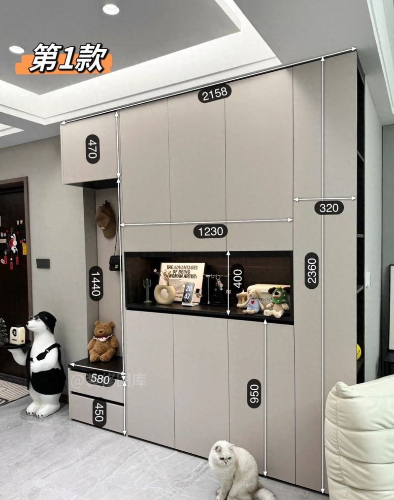 全屋定制比较火的八款入户鞋柜（带尺寸标识） - 家居知识