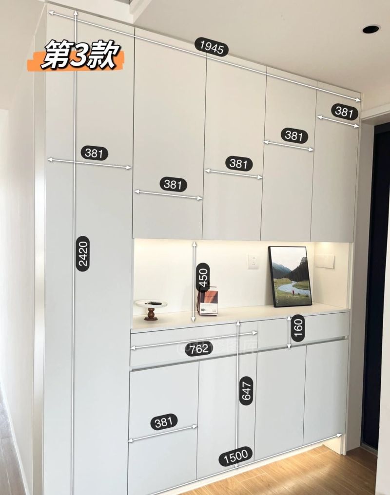 全屋定制比较火的八款入户鞋柜（带尺寸标识） - 家居知识