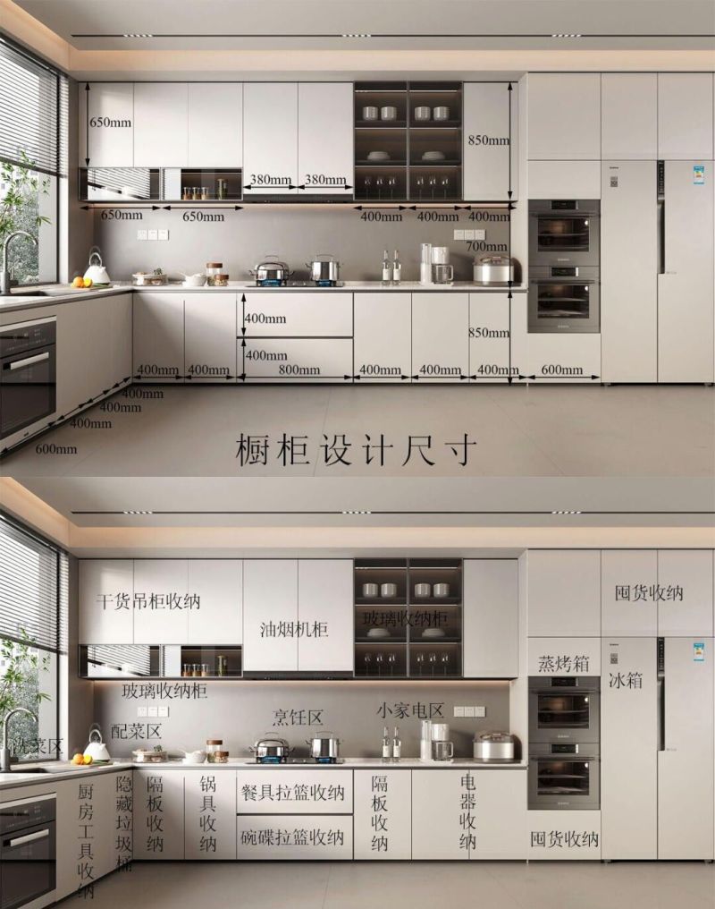厨房定制设计橱柜，美观与使用兼具，有详细尺寸照抄作业不踩坑3 - 家居知识