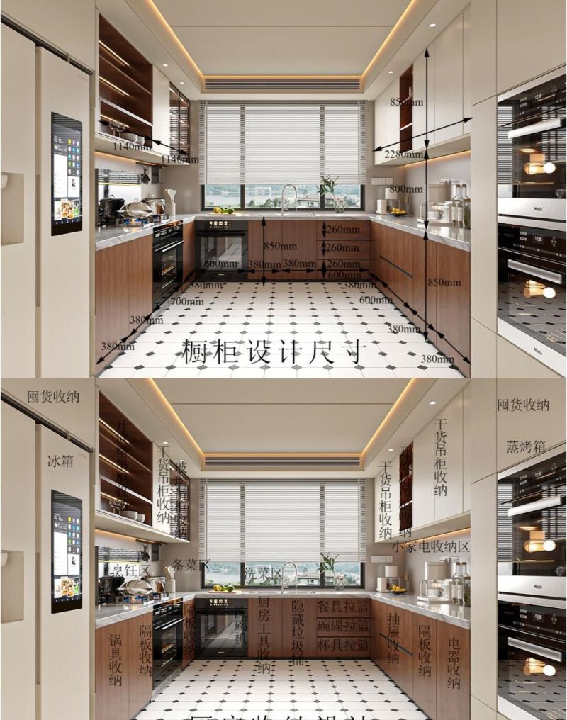 厨房定制设计橱柜，美观与使用兼具，有详细尺寸照抄作业不踩坑3 - 家居知识