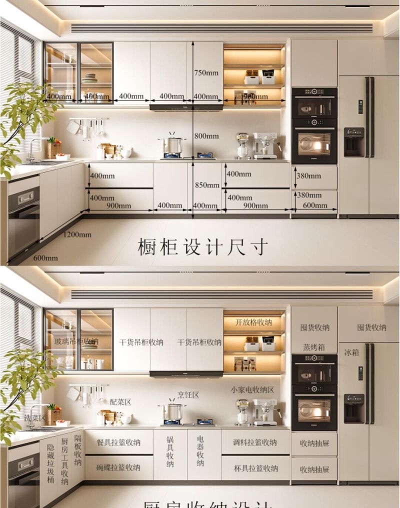 厨房定制设计橱柜，美观与使用兼具，有详细尺寸照抄作业不踩坑3 - 家居知识