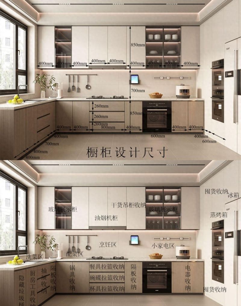 厨房定制橱柜如何设计好，照抄作业有详细尺寸，功能美观全都有2 - 家居知识