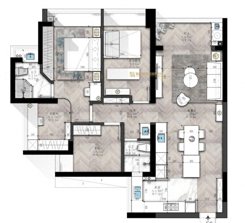 107㎡现代复古风案例：粉咖撞色 + 简洁硬装，装出优雅有层次的家 - 家居知识