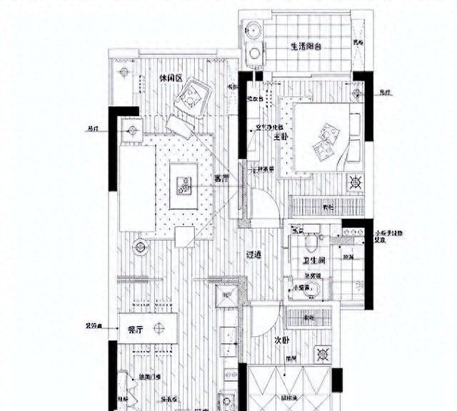 80㎡北欧风二居室，灰木双调+双阳台改造，小宅变通透