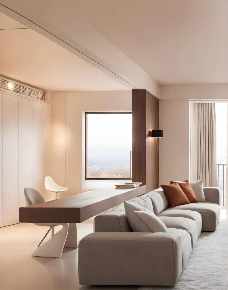 开放式书桌书柜一体设计，打造高效办公新体验