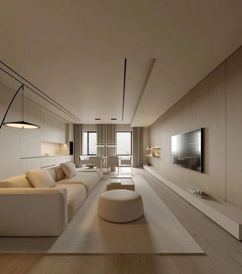 纯粹侘寂极简风平层，温暖的木色搭配柔和灯光，家的治愈感满分！ - 家居知识