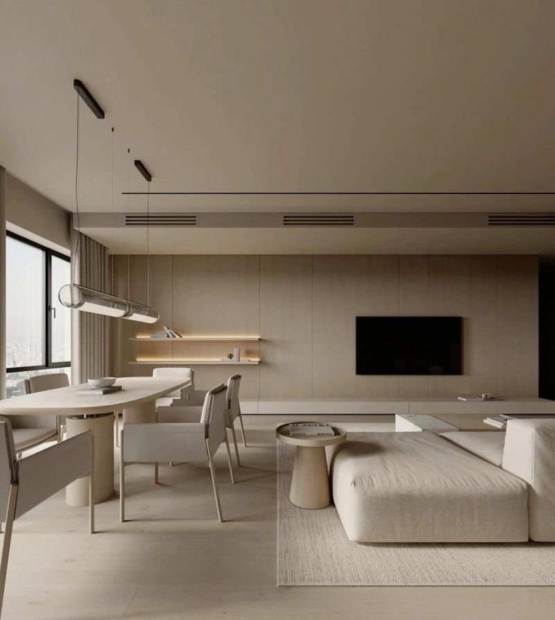 纯粹侘寂极简风平层，温暖的木色搭配柔和灯光，家的治愈感满分！ - 家居知识