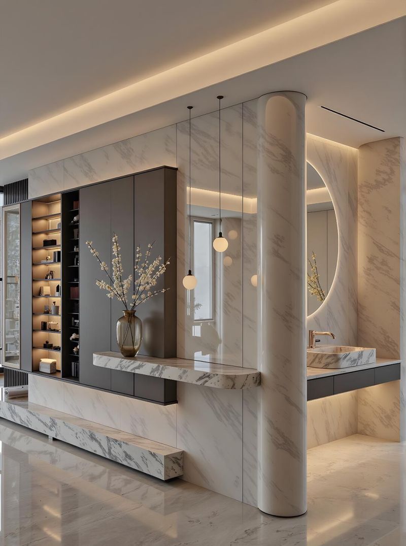 现代轻奢客厅,大理石与皮质碰撞的奢华理想家 现代轻奢客厅,大理石的高级感撞皮质的奢华,这才是理想家的模样 - 家居知识