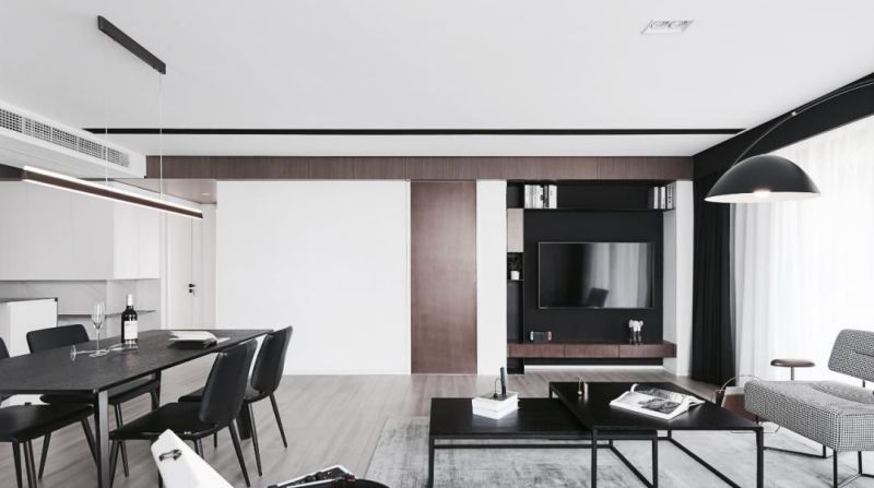 150㎡现代极简，净白空间+木质感，布置黑色家具，效果很高级 - 家居知识