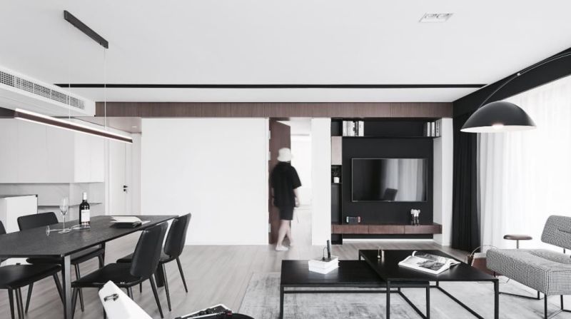 150㎡现代极简，净白空间+木质感，布置黑色家具，效果很高级 - 家居知识