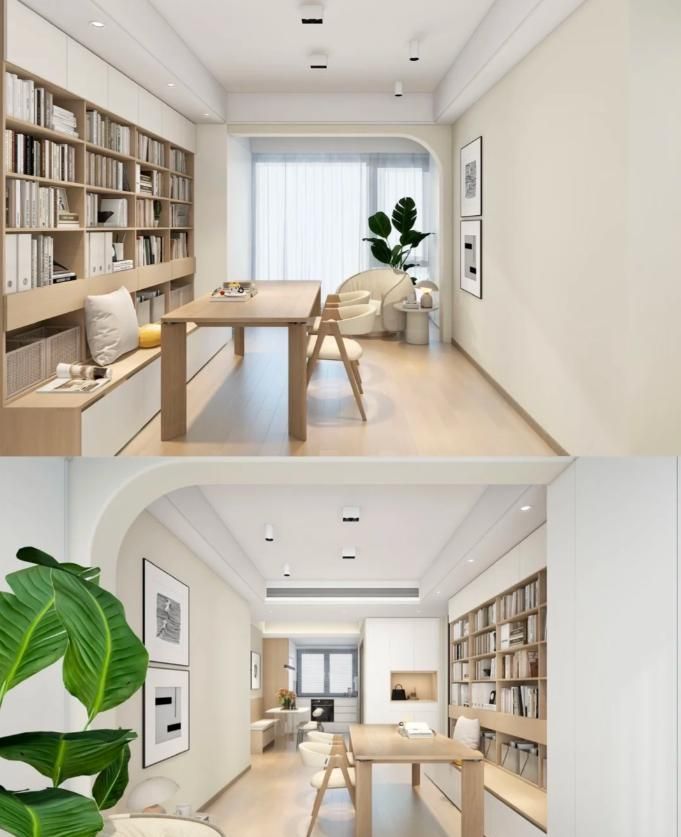 卡座书柜一体化设计太香了！网友分享8种神仙方案，小户型必看