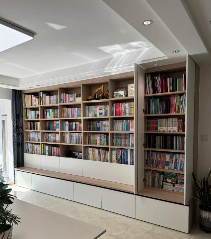 卡座书柜一体化设计太香了！网友分享8种神仙方案，小户型必看