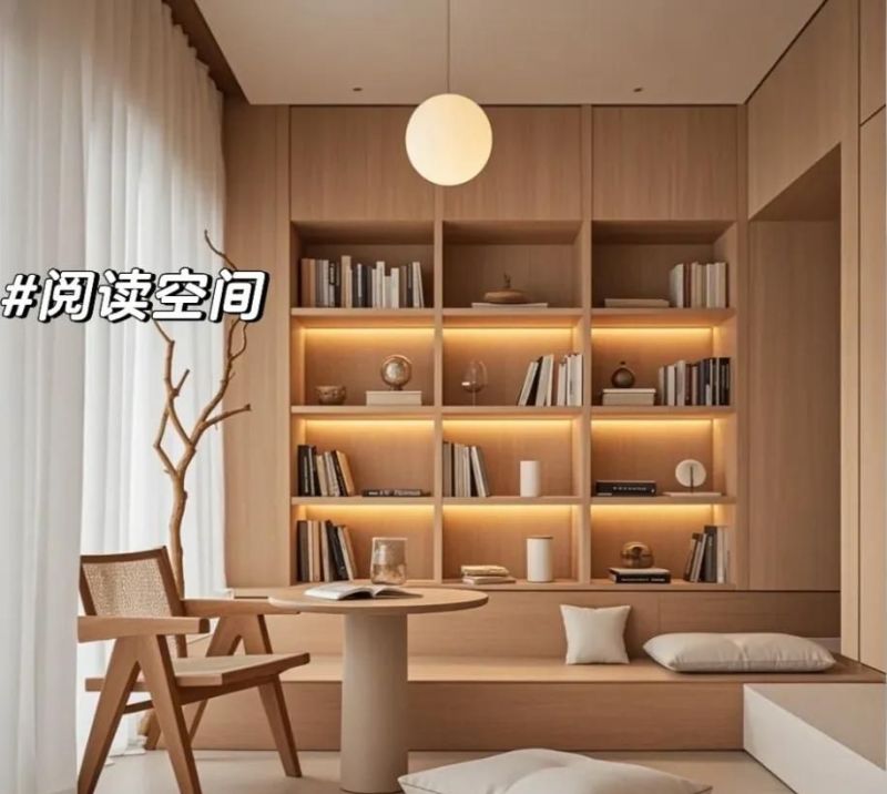 卡座书柜一体化设计太香了！网友分享8种神仙方案，小户型必看