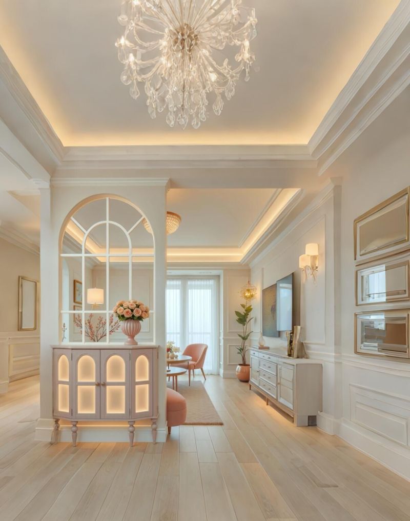 拱形窗+端景！奶油法式进门就美一大跳不愧是奶油法式风装修！ - 家居知识