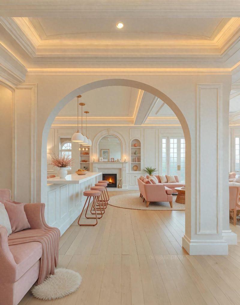 拱形窗+端景！奶油法式进门就美一大跳不愧是奶油法式风装修！ - 家居知识