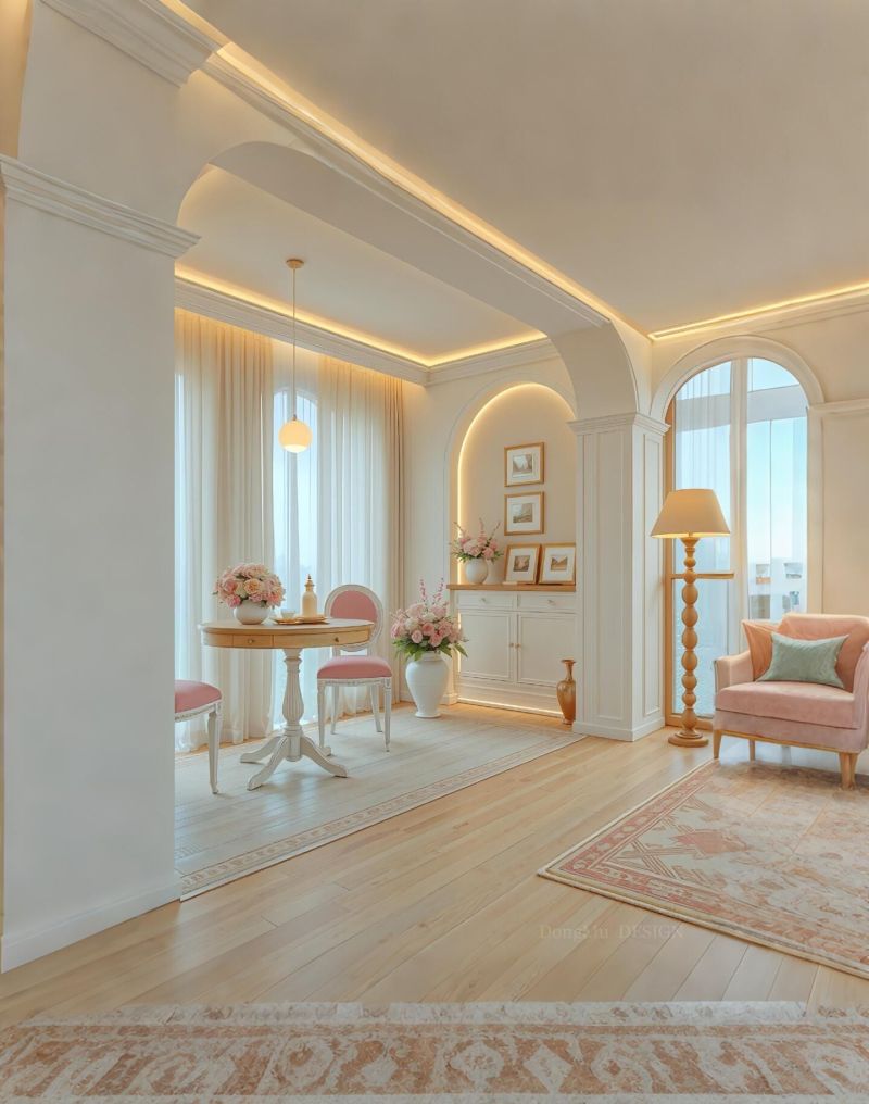 拱形窗+端景！奶油法式进门就美一大跳不愧是奶油法式风装修！ - 家居知识
