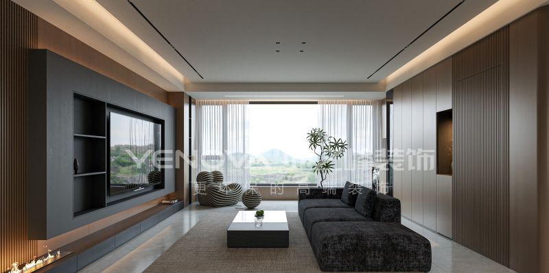 唐山国茂府140㎡意式现代风装修案例，业之峰打造轻奢质感