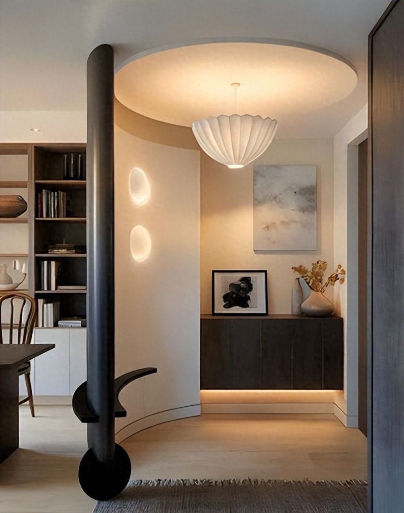 悬浮柜+穿插设计，玄关这样装高级感拉满