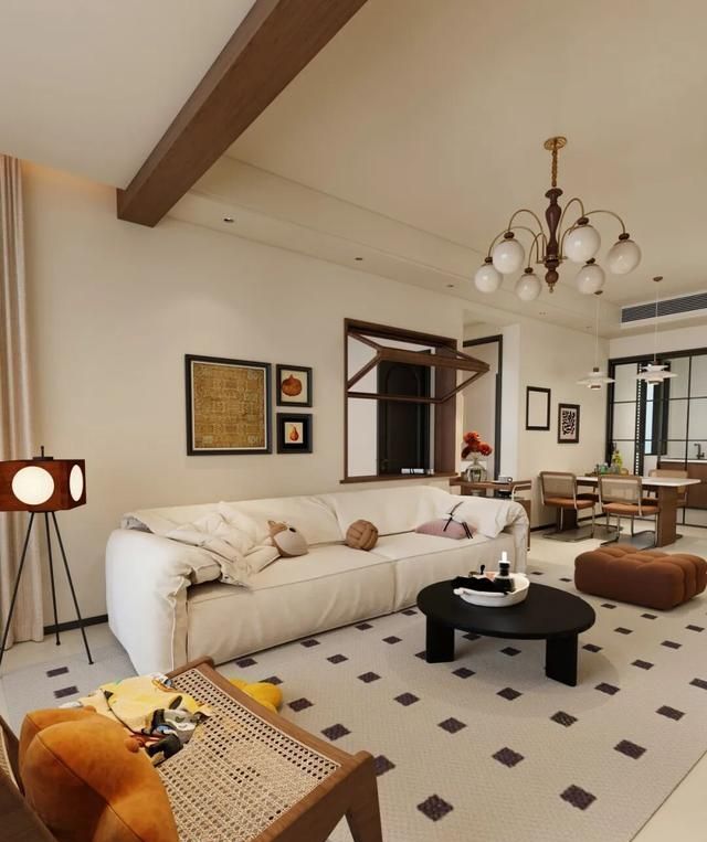 奶油色与中古风碰撞,100㎡小家演绎时光温柔质感 奶油色×中古风,这个 100㎡小家,装出了时光沉淀的温柔质感 - 家居知识