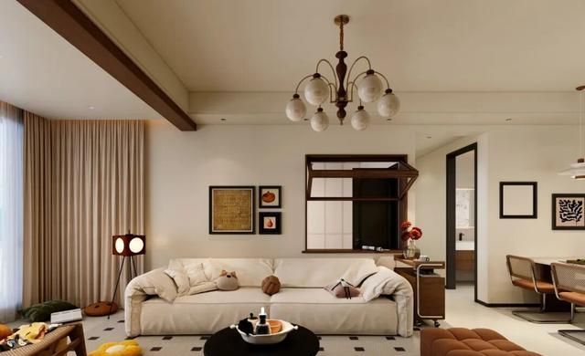 奶油色与中古风碰撞,100㎡小家演绎时光温柔质感 奶油色×中古风,这个 100㎡小家,装出了时光沉淀的温柔质感 - 家居知识