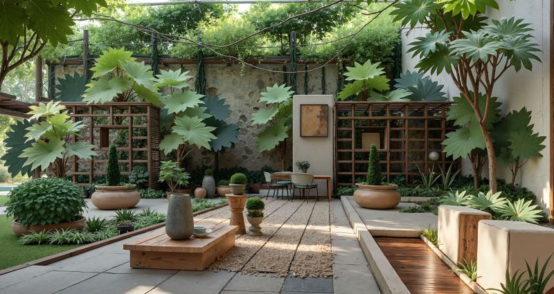 热带风与侘寂美学碰撞,混搭庭院设计新灵感 热带风混搭侘寂感的庭院 - 家居知识