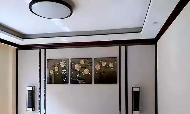 新房装修完工，新中式风格，入户装上山水画，实木线条修饰，晒晒 - 家居知识