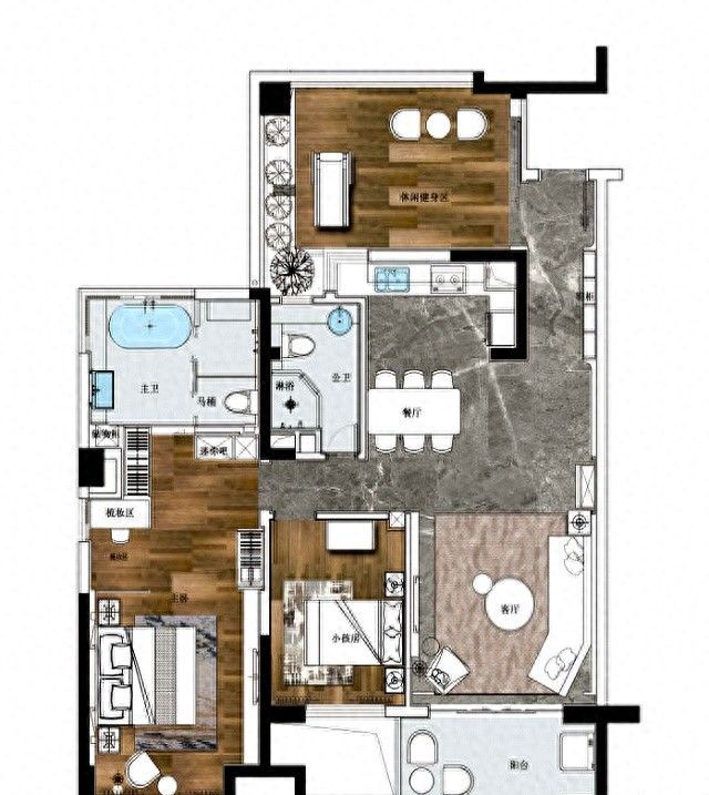 105㎡现代轻奢风，高级色系跳跃穿插，打造高端大气的城市乐活空间