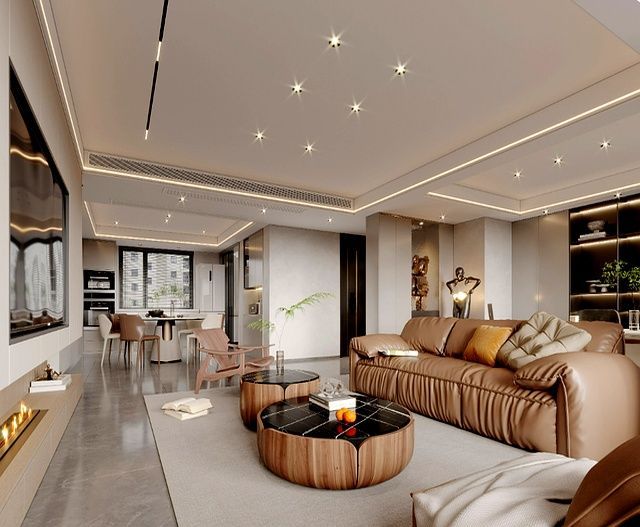 147㎡现代意式风平层设计,诸暨中茂府装修案例分享 147㎡现代意式风平层装修-诸暨中茂府 - 家居知识