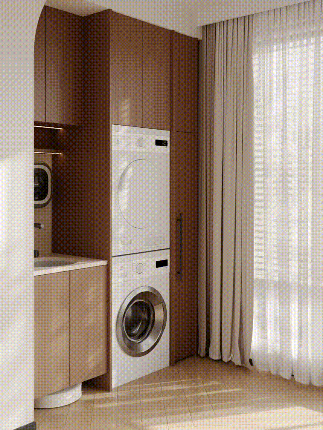 被‘洗衣柜抽拉’设计圈粉!巧妙利用空间不浪费 被“洗衣柜抽拉”圈粉了!打开思路后,一点空间都不会浪费 - 家居知识