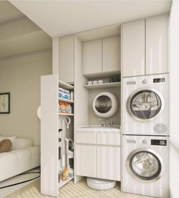被‘洗衣柜抽拉’设计圈粉!巧妙利用空间不浪费 被“洗衣柜抽拉”圈粉了!打开思路后,一点空间都不会浪费 - 家居知识
