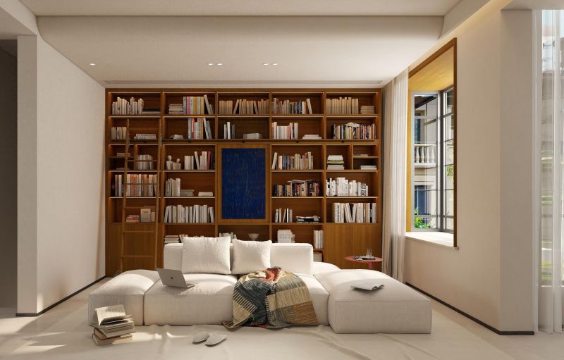 一墙书柜打造客厅灵魂，C位书柜成家居焦点