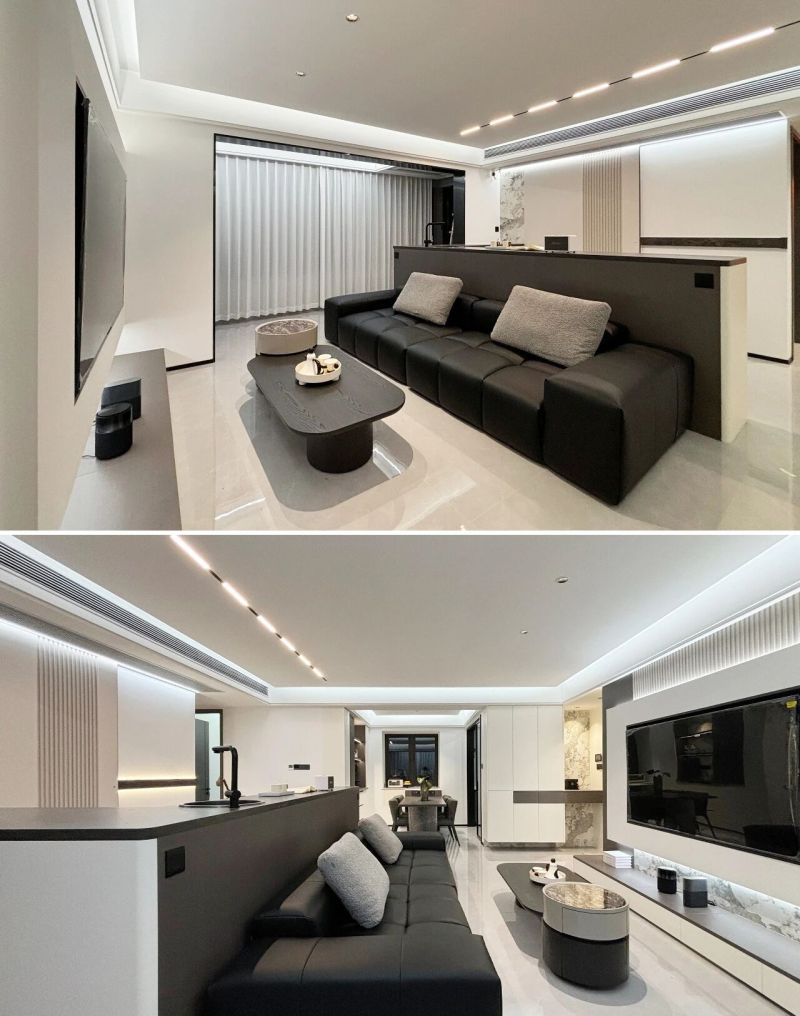 全友实景丨130㎡现代时尚风，黑白配色，高级质感真绝了！ - 家居知识