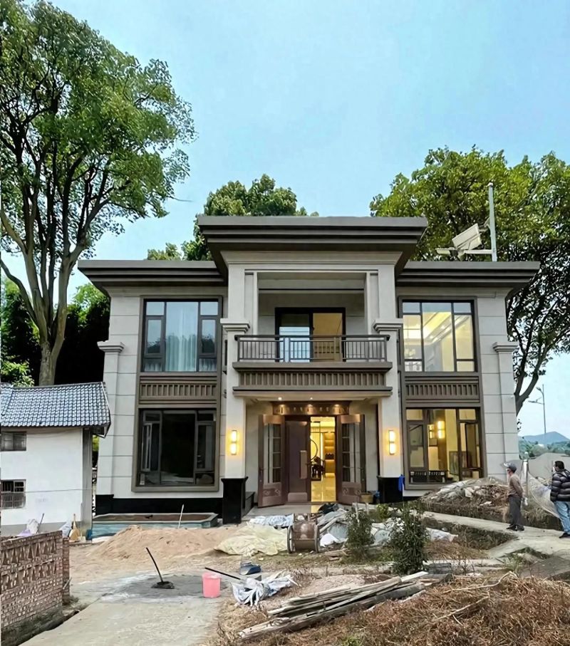 新中式二层农村自建房装修收尾实景图