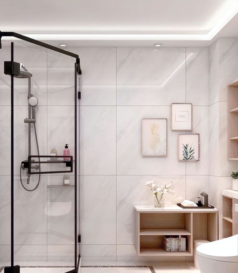 奶白大理石+黑框极简风!治愈系轻奢浴室设计,隐形收纳超实用 问爆的轻奢浴室|奶白大理石 + 黑框极简风!治愈感洗漱区 + 隐形收纳 - 家居知识