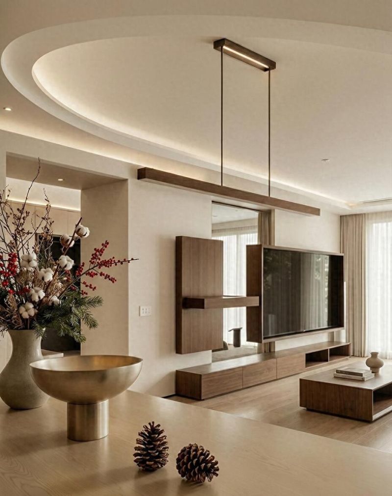 胡桃木+悬浮洄游动线打造极简中古高级感