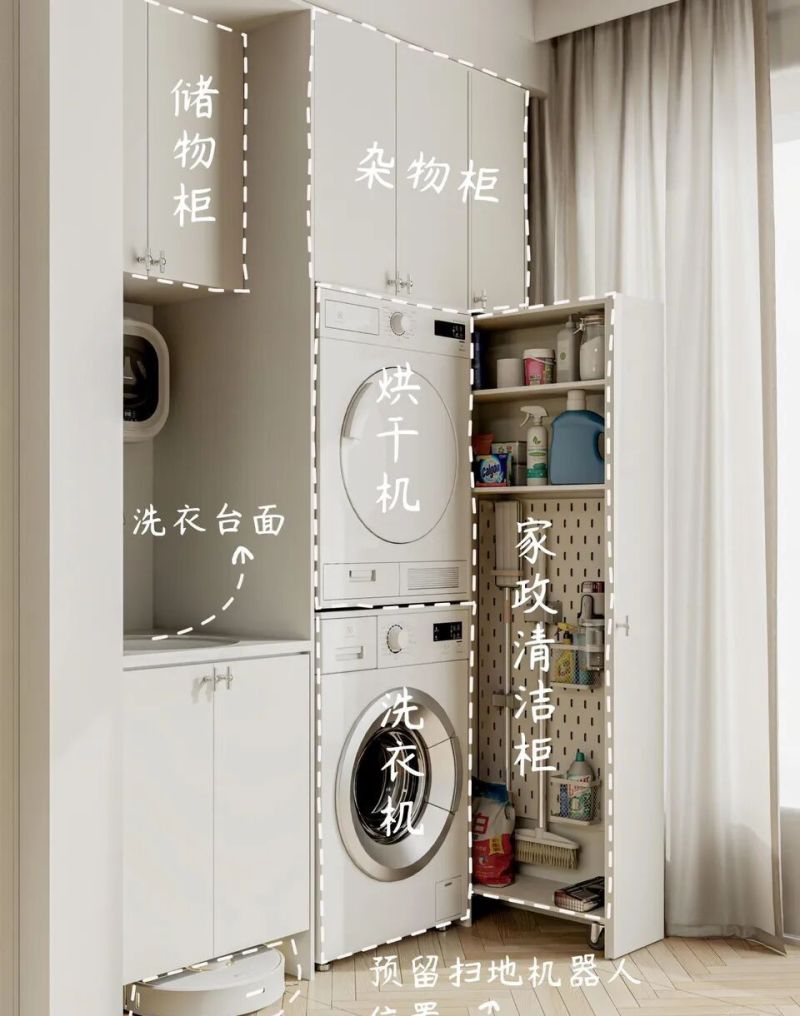 阳台洗衣机柜封神设计！8大功能+尺寸参考，收纳清洁一步到位 - 家居知识