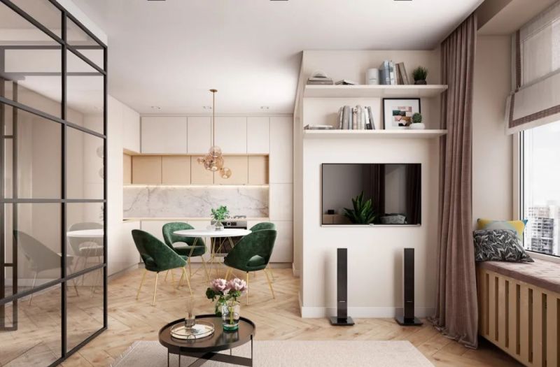 极简风，将原木色和金属元素、红绿搭配，奢华、优雅的室内空间。 - 家居知识