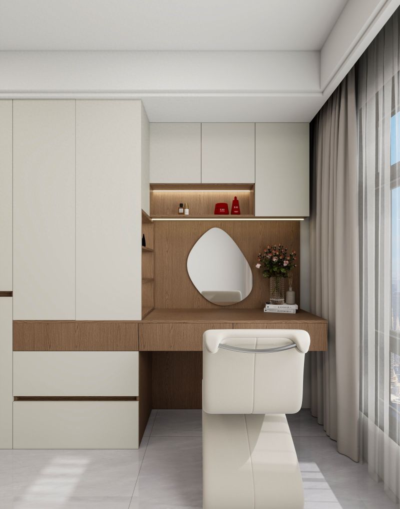 全屋定制封神！温柔风梳妆台+玄关柜设计太戳心