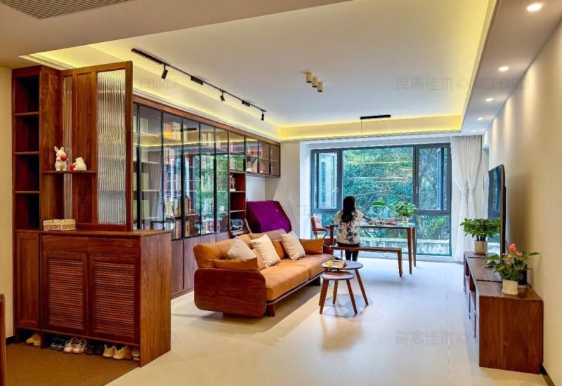 成都125㎡全屋定制，玄关屏风+转角书柜隔而不断，化解入户尴尬 - 家居知识