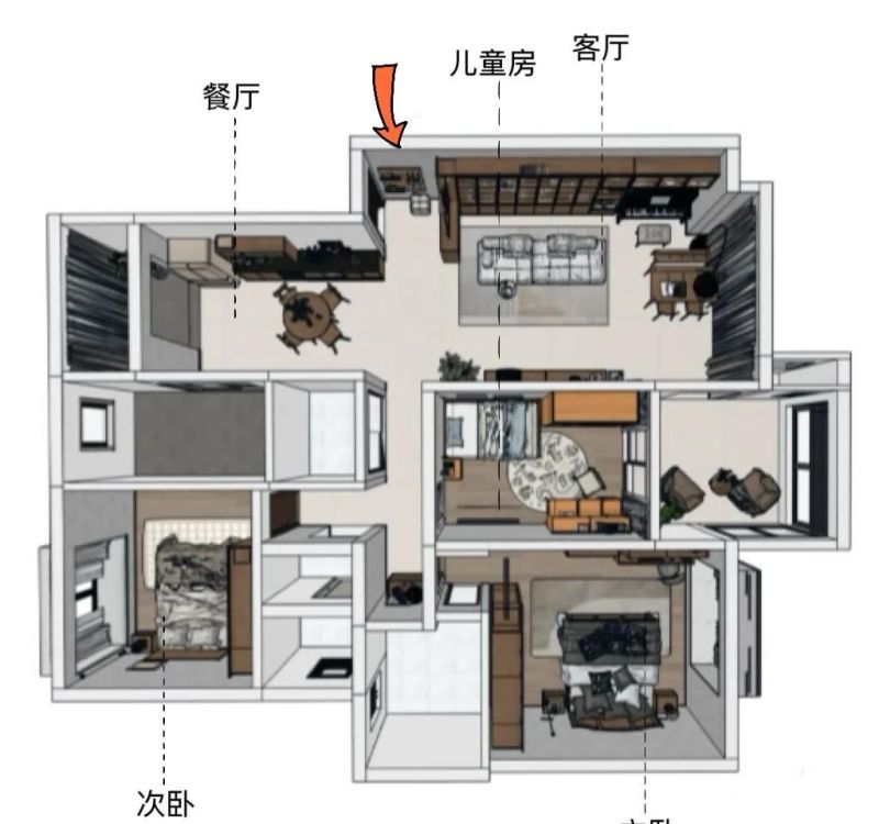 成都125㎡全屋定制，玄关屏风+转角书柜隔而不断，化解入户尴尬 - 家居知识