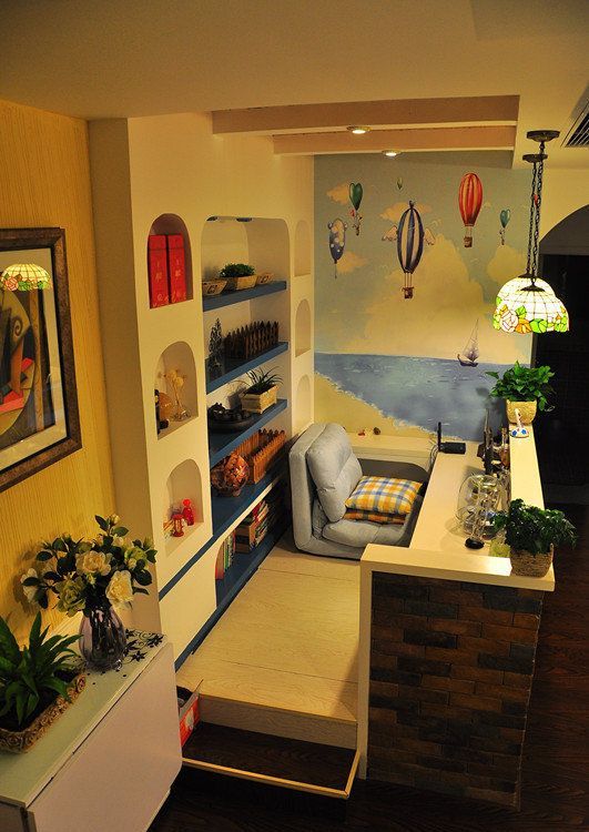 90平暖暖地中海风家装，经典榻榻米设计点亮生活