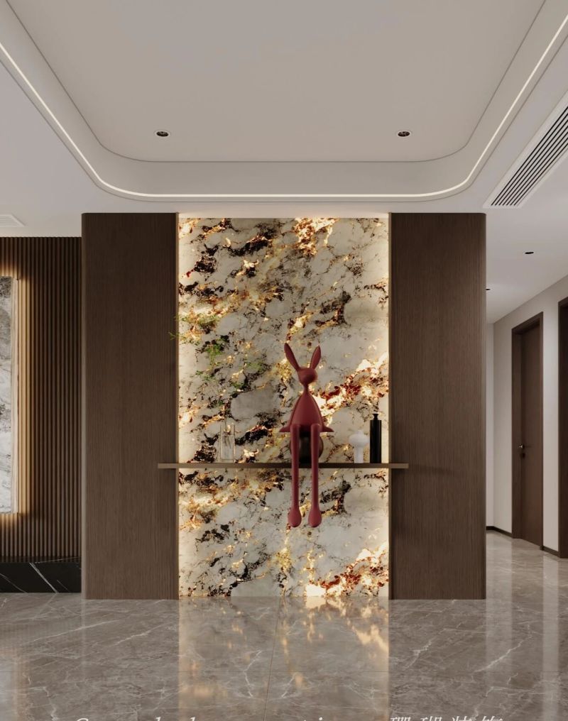 入户玄关，奢石艺术与光影交响