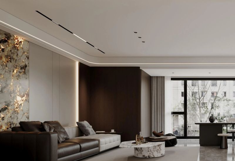 入户玄关，奢石艺术与光影交响