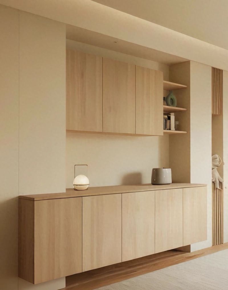 原木极简风餐边柜酒柜设计，打造自然舒适家居空间