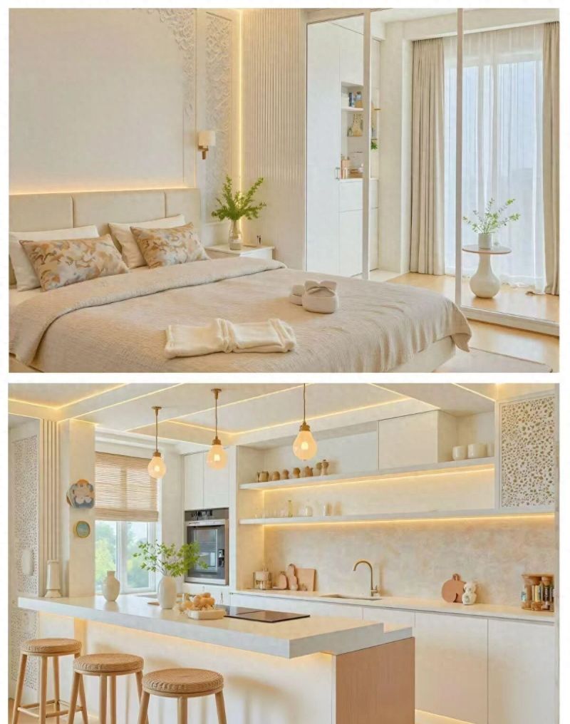 小户型奶油风客厅,暖光氛围感满分! 奶油风客厅,暖光氛围感拿捏了,谁说小户型装不出效果! - 家居知识