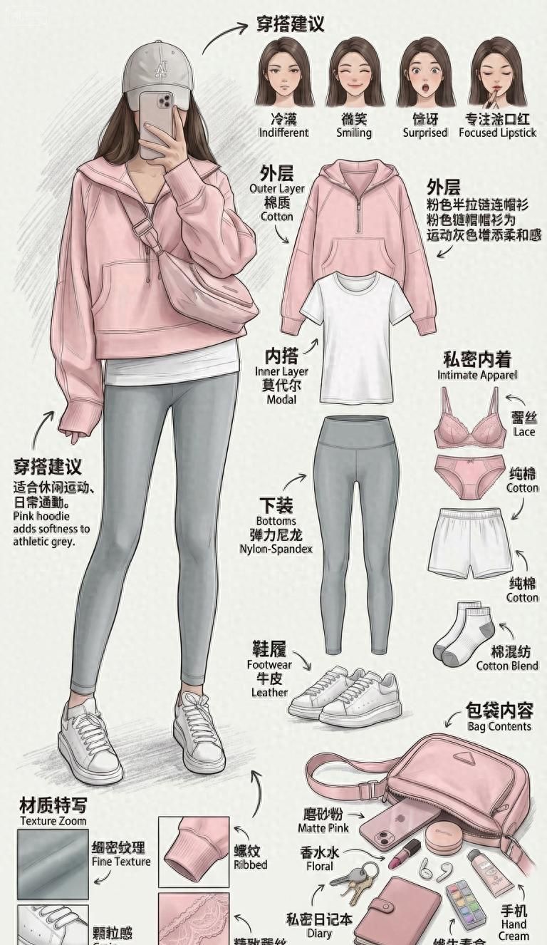 甜酷运动风天花板！粉灰混搭，舒服到不想脱 - 家居知识