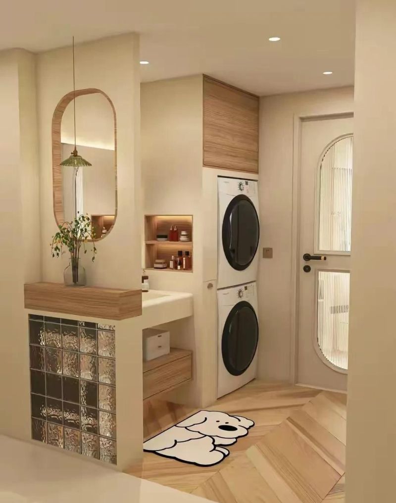 原木奶油风浴室打造绝美干湿分离,颜值与实用并存 原木奶油风浴室,这样装干湿分离美到爆 - 家居知识