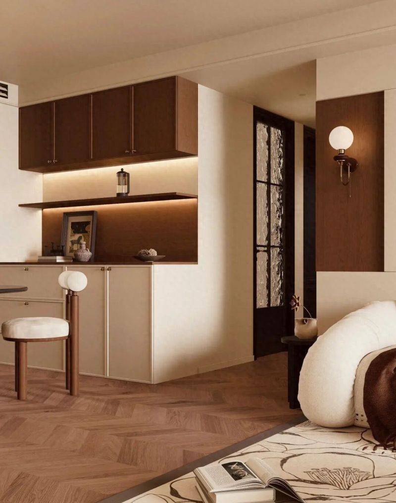 2026爆火棕调中古家，暖白配胡桃木，复古高级不沉闷