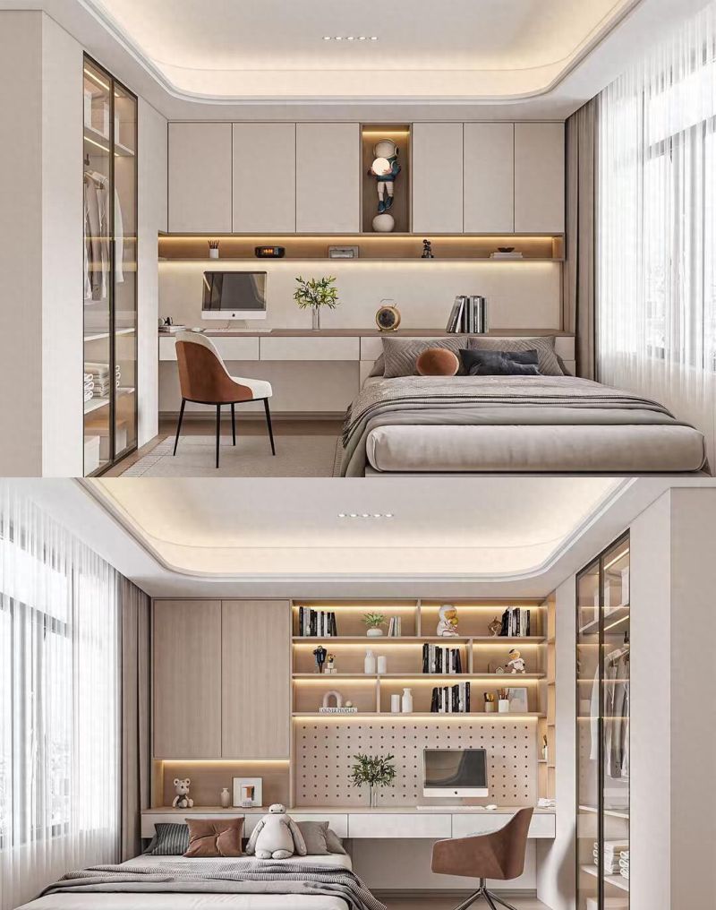 16款榻榻米儿童房设计，睡眠书桌一体，温馨又实用
